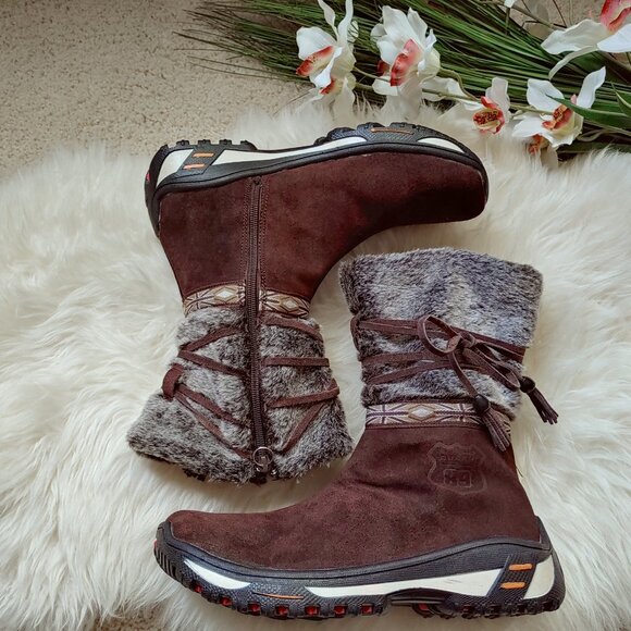 Brown Real Fur Suede Side Zipper Winter Boots (38 EU) - Picture 4 of 16